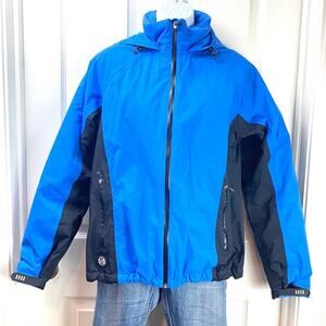 Lands End Quilted Waterproof Jacket Blue Black Small